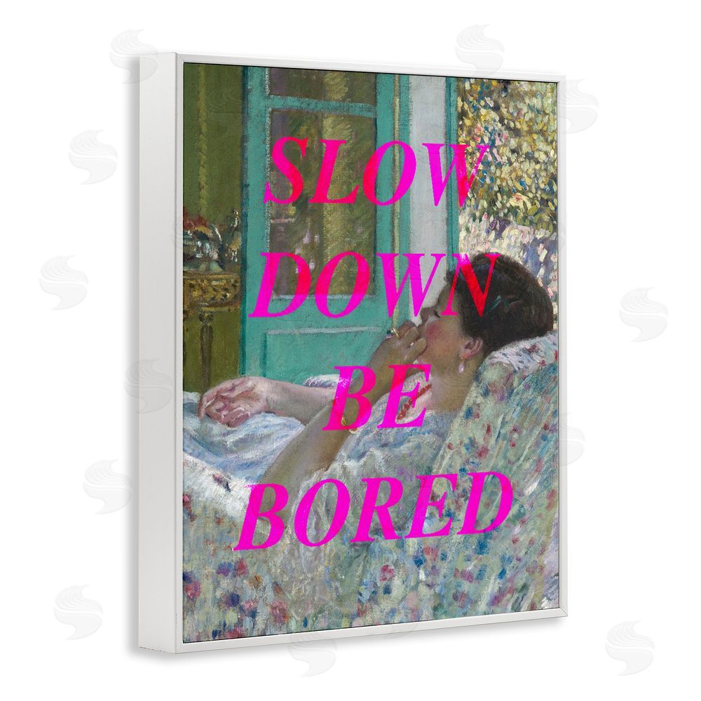 Stupell Studio Slow Down Be Bored Classic White Framed Giclee Print Wall Art