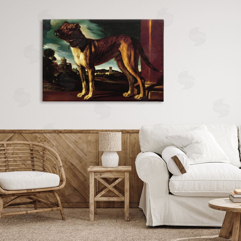 Lil' Rue Historical Aldrovani Dog Stretched Canvas Wall Art in Room