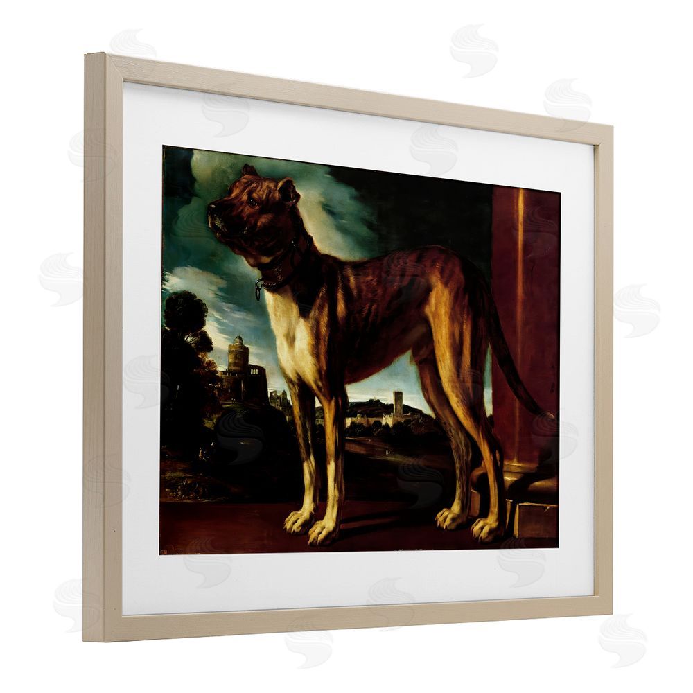 Lil' Rue Historical Aldrovani Dog Brown Framed Print Under Glass Wall Art