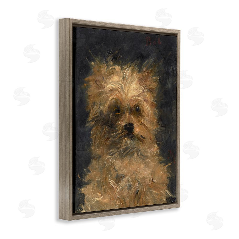 Lil' Rue Edouard Manet Dog Portrait Brown Floating Frame Canvas Wall Art Print