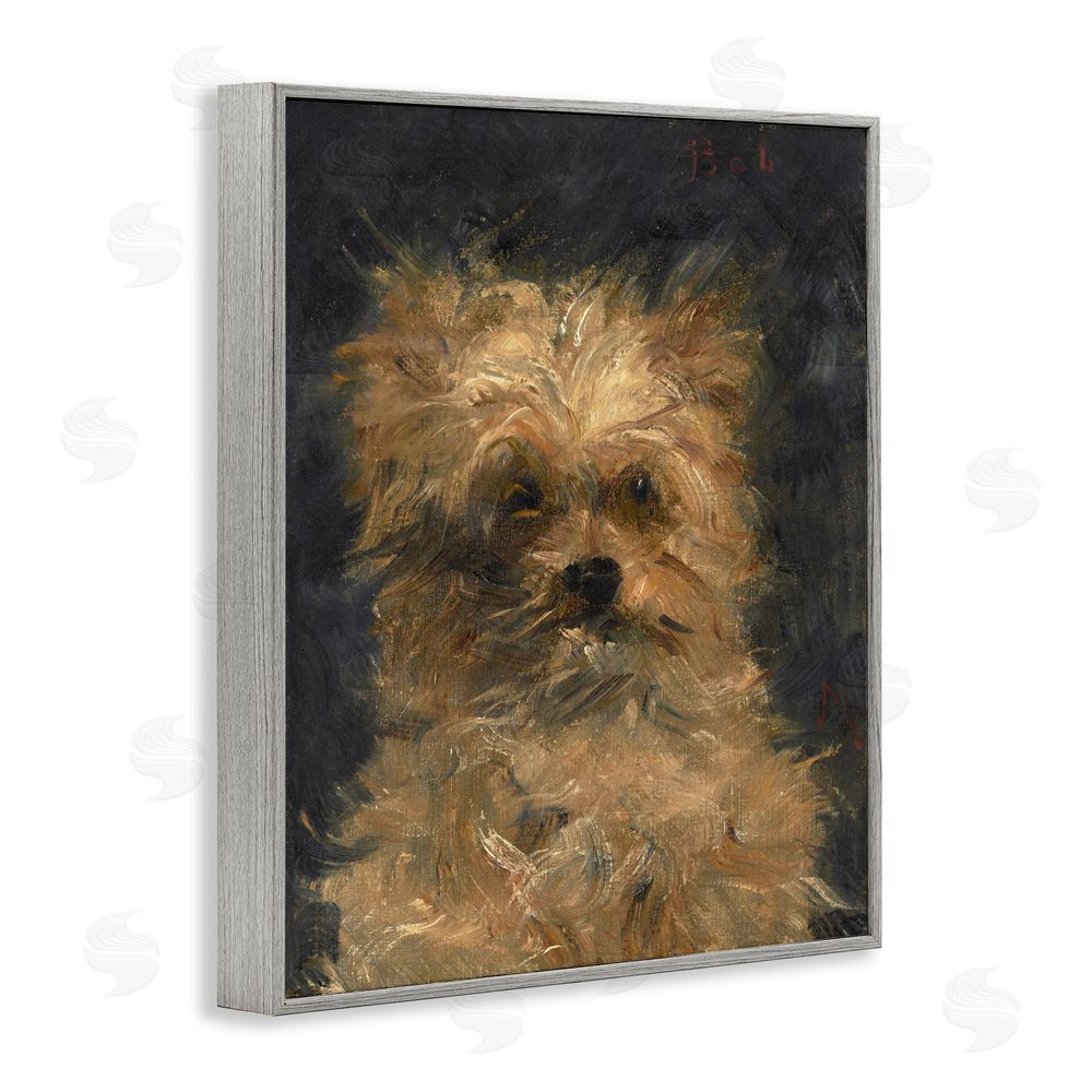 Lil' Rue Edouard Manet Dog Portrait Gray Framed Giclee Wall Art Print