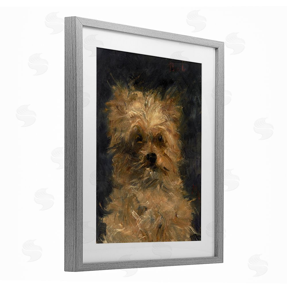 Lil' Rue Edouard Manet Dog Portrait Gray Framed Print Under Glass Wall Art