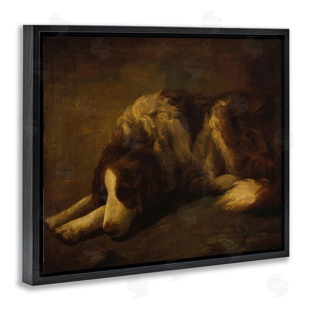 Lil' Rue Dim Lighted Classic Dog Black Floating Frame Canvas Wall Art Print