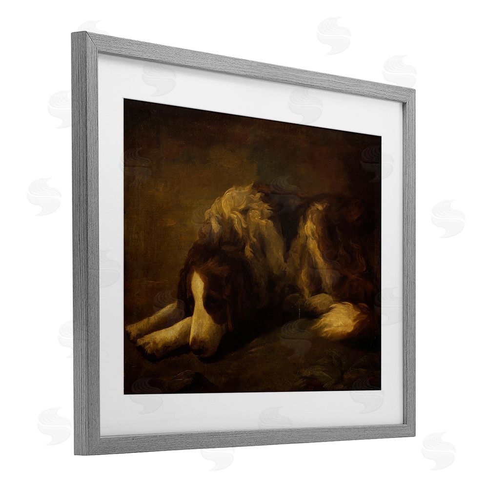 Lil' Rue Dim Lighted Classic Dog Gray Framed Print Under Glass Wall Art