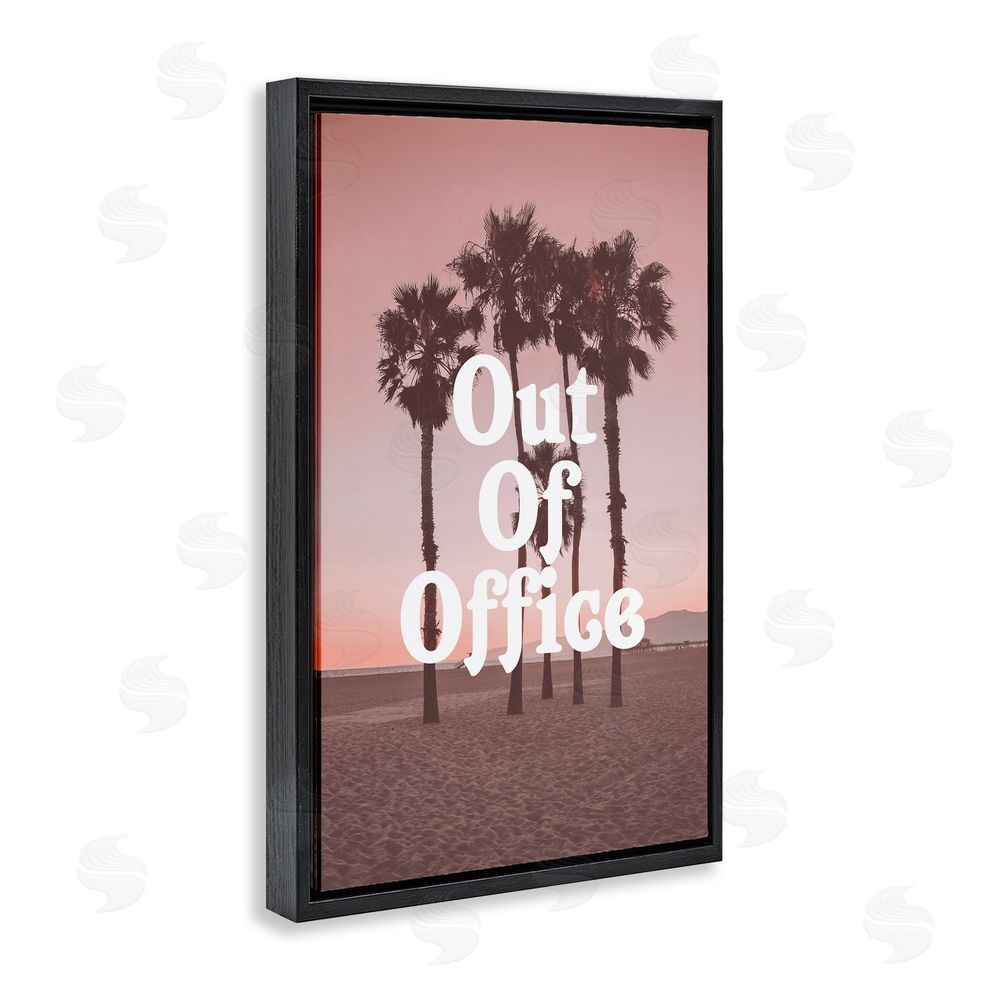 Lil' Rue Pink Tropical Out Of Office Black Floating Frame Canvas Wall Art Print