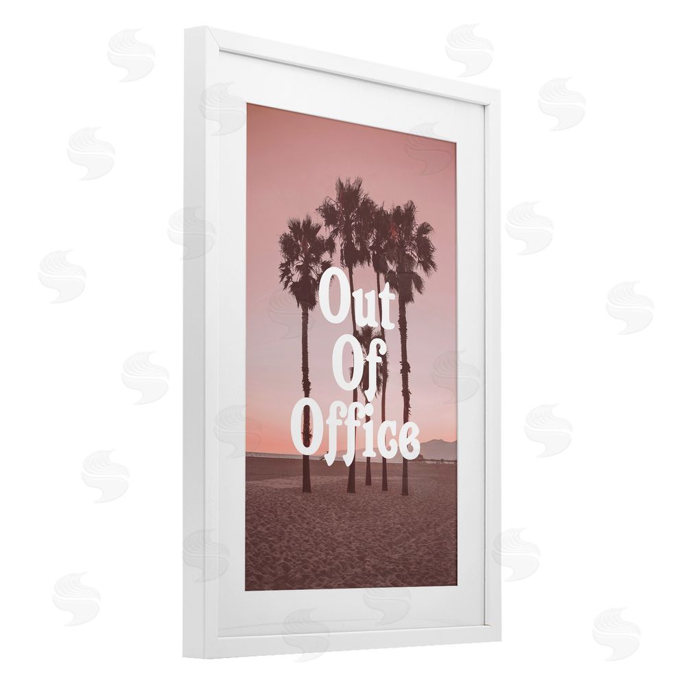 Lil' Rue Pink Tropical Out Of Office White Framed Print Under Glass Wall Art