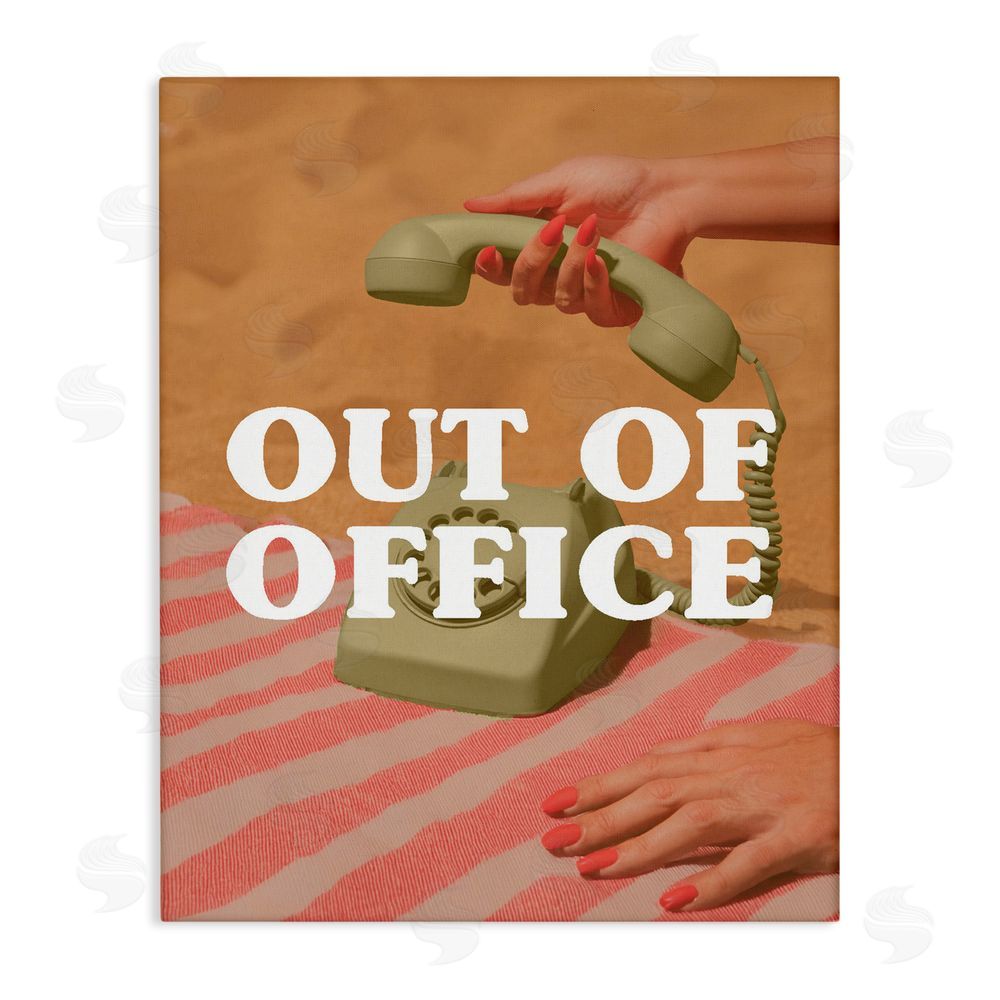 Stupell Studio Out of Office Green Phone Stretched Canvas Wall Art Print