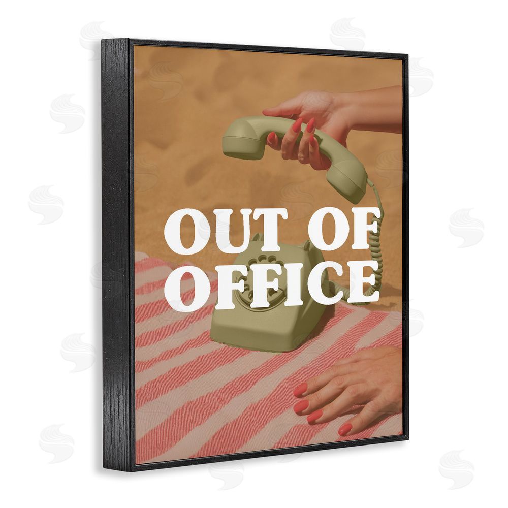 Stupell Studio Out of Office Green Phone Black Framed Giclee Print Wall Art