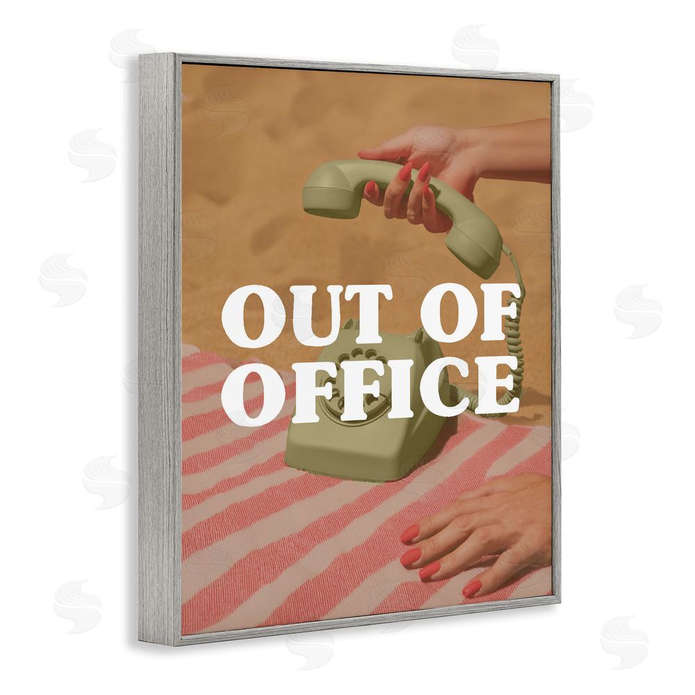 Stupell Studio Out of Office Green Phone Gray Framed Giclee Print Wall Art
