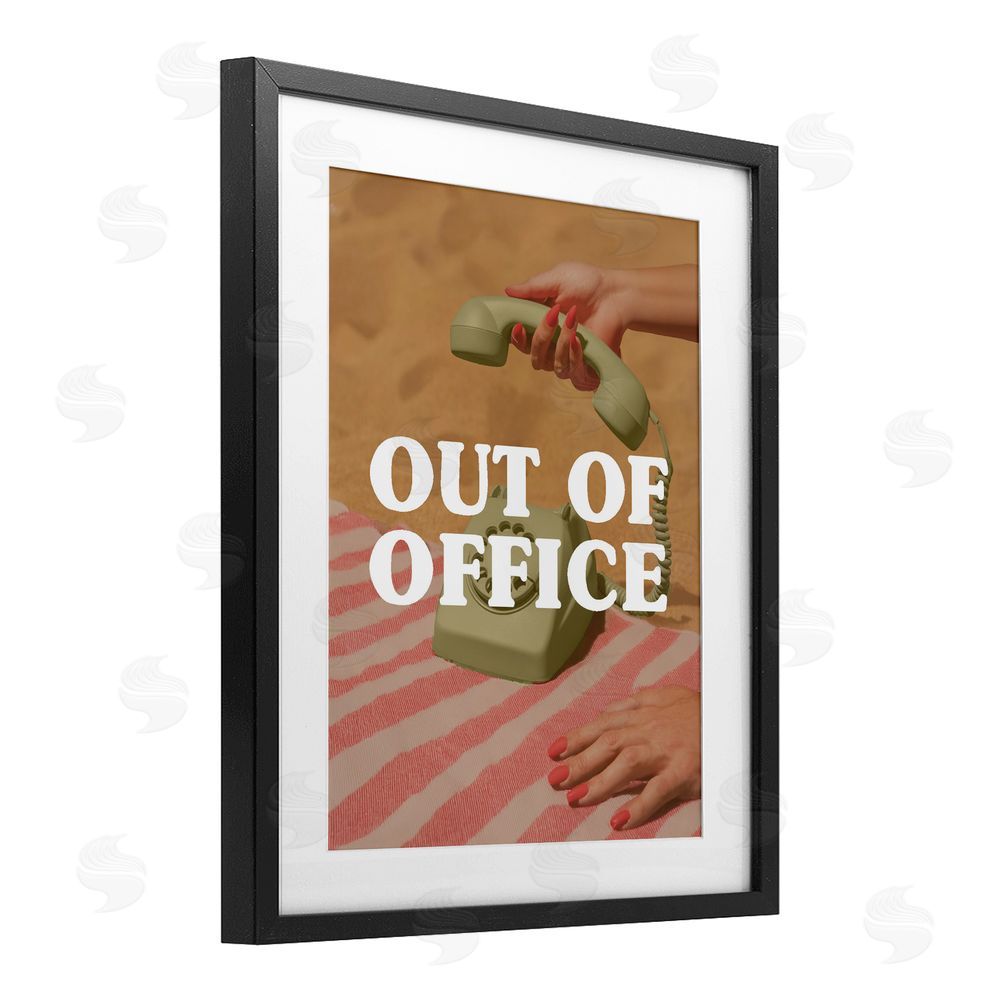 Stupell Studio Out of Office Green Phone Black Framed Print Under Glass Wall Art