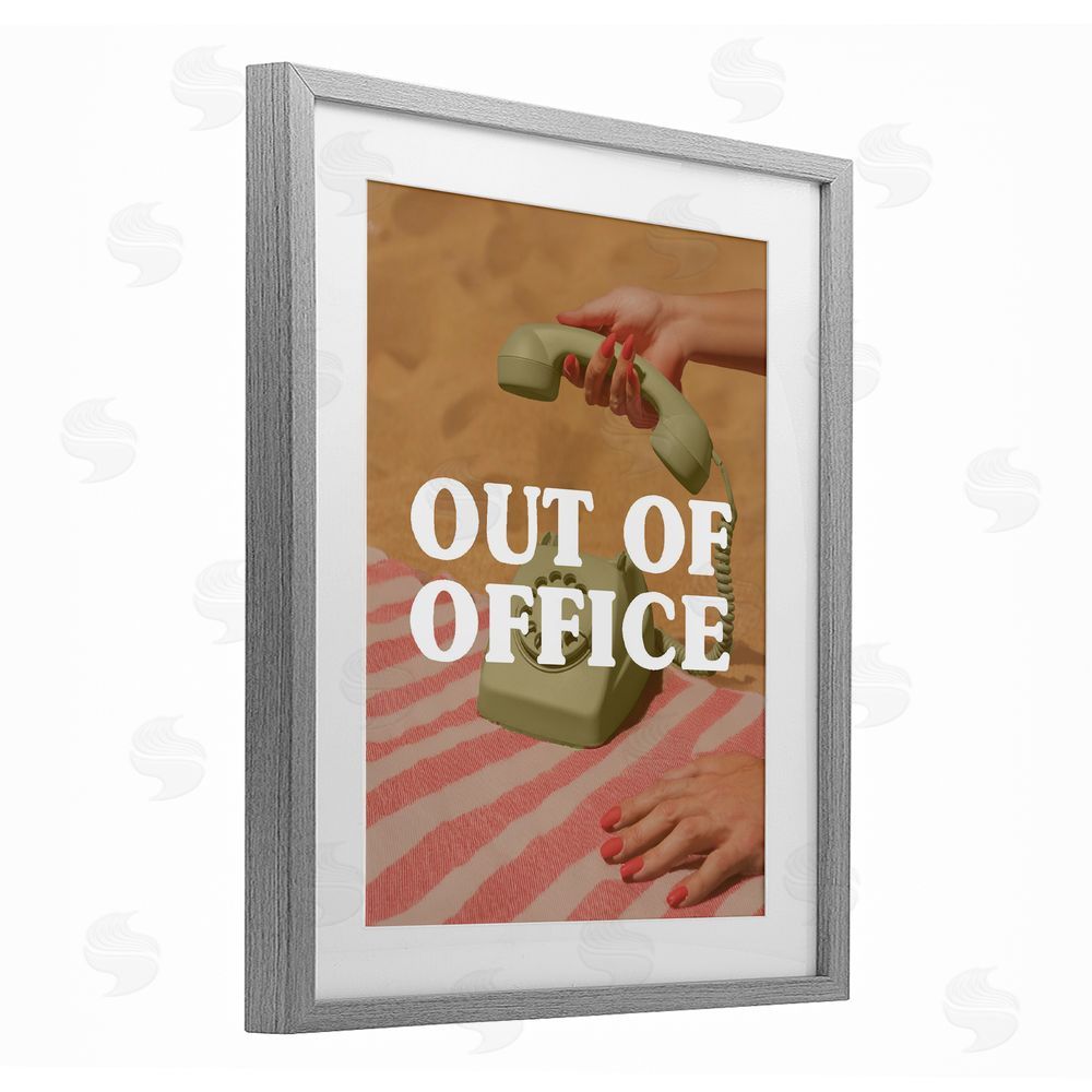 Stupell Studio Out of Office Green Phone Gray Framed Print Under Glass Wall Art