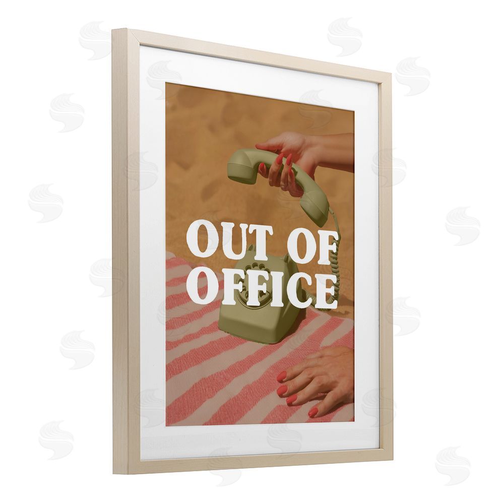 Stupell Studio Out of Office Green Phone Brown Framed Print Under Glass Wall Art