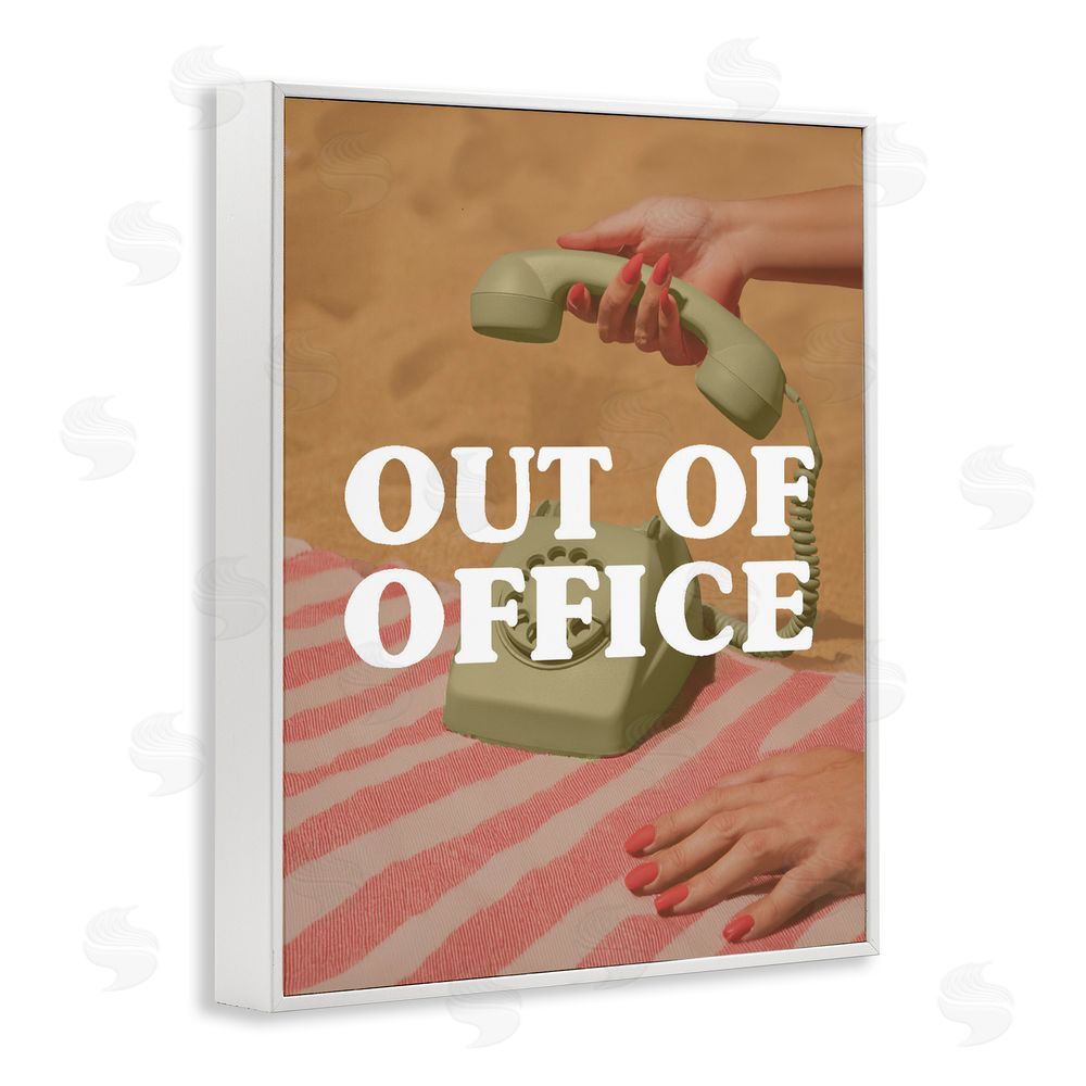 Stupell Studio Out of Office Green Phone White Framed Giclee Print Wall Art