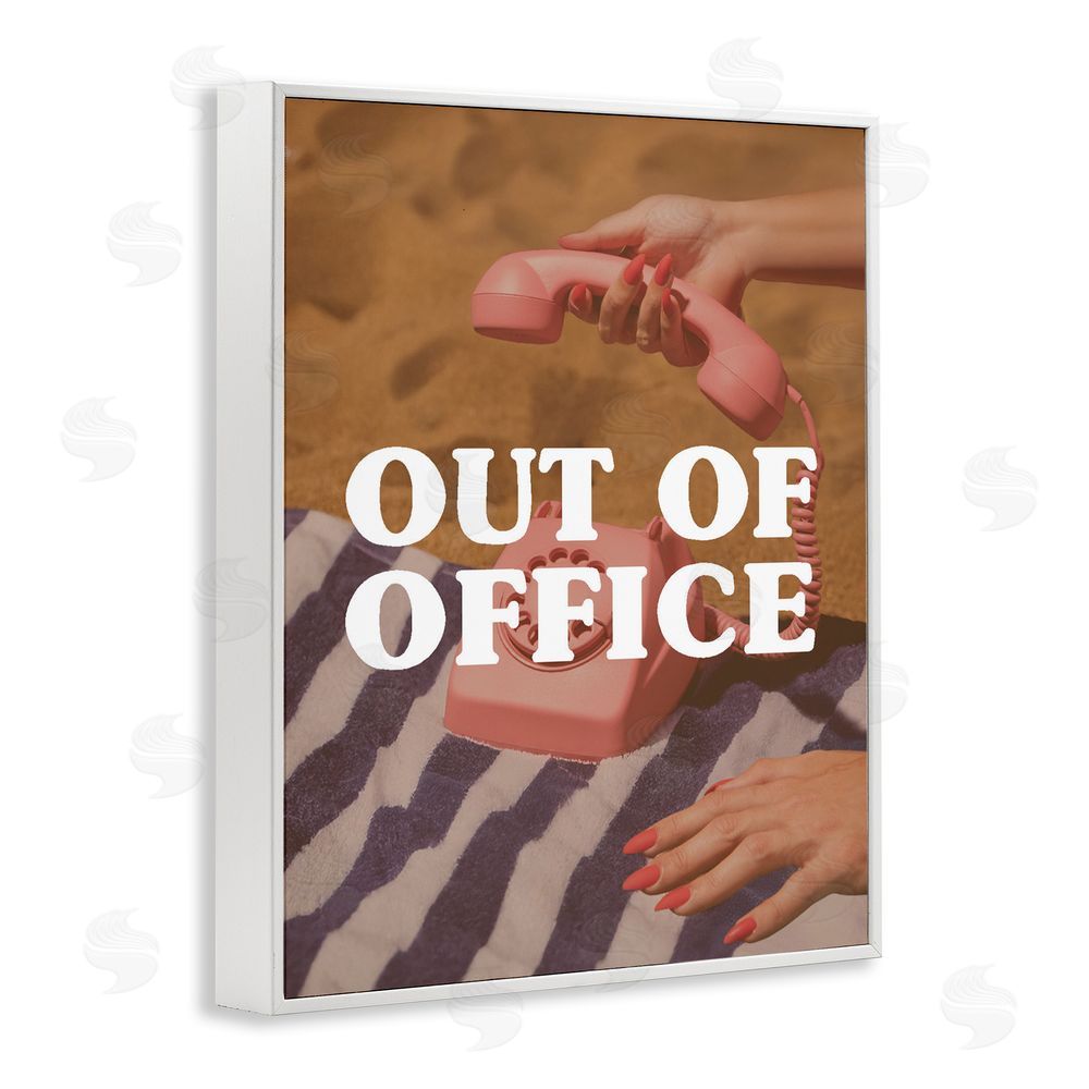Stupell Studio Out of Office Pink Phone White Framed Giclee Print Wall Art