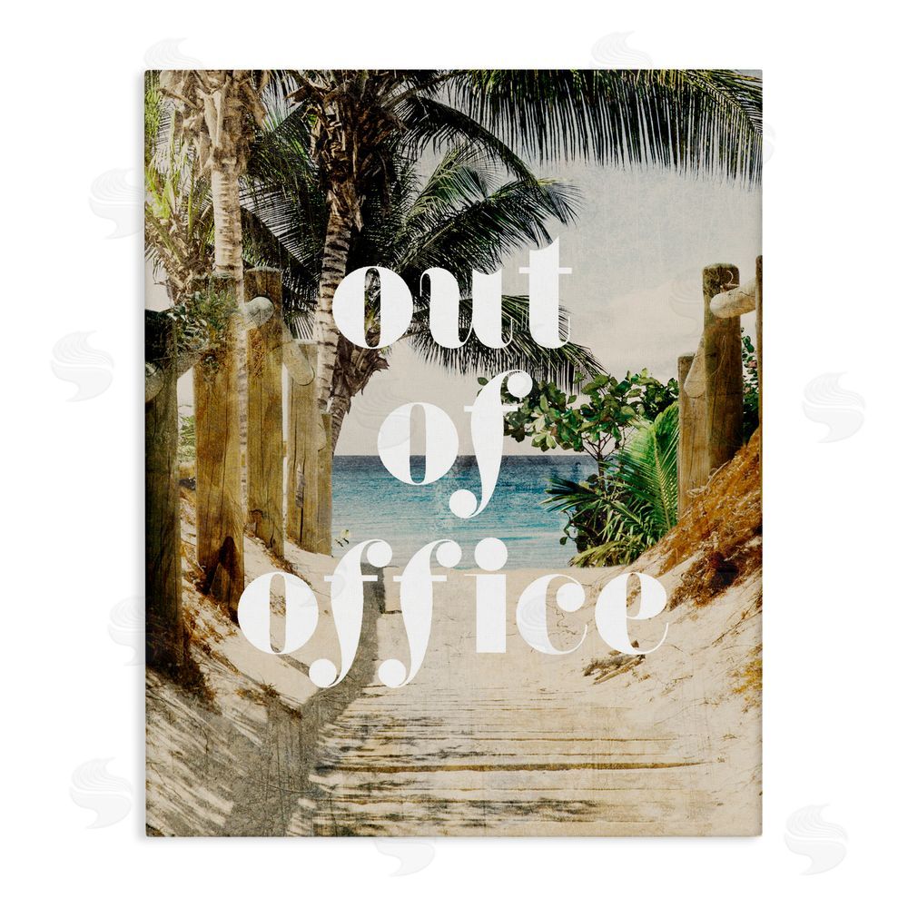 Stupell Studio Out of Office Beach Path Stretched Canvas Wall Art Print