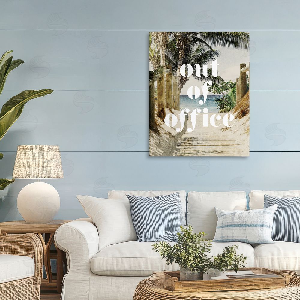 Stupell Studio Out of Office Beach Path Stretched Canvas Wall Art Print in Room