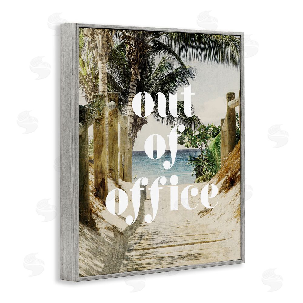 Stupell Studio Out of Office Beach Path Gray Framed Giclee Print Wall Art