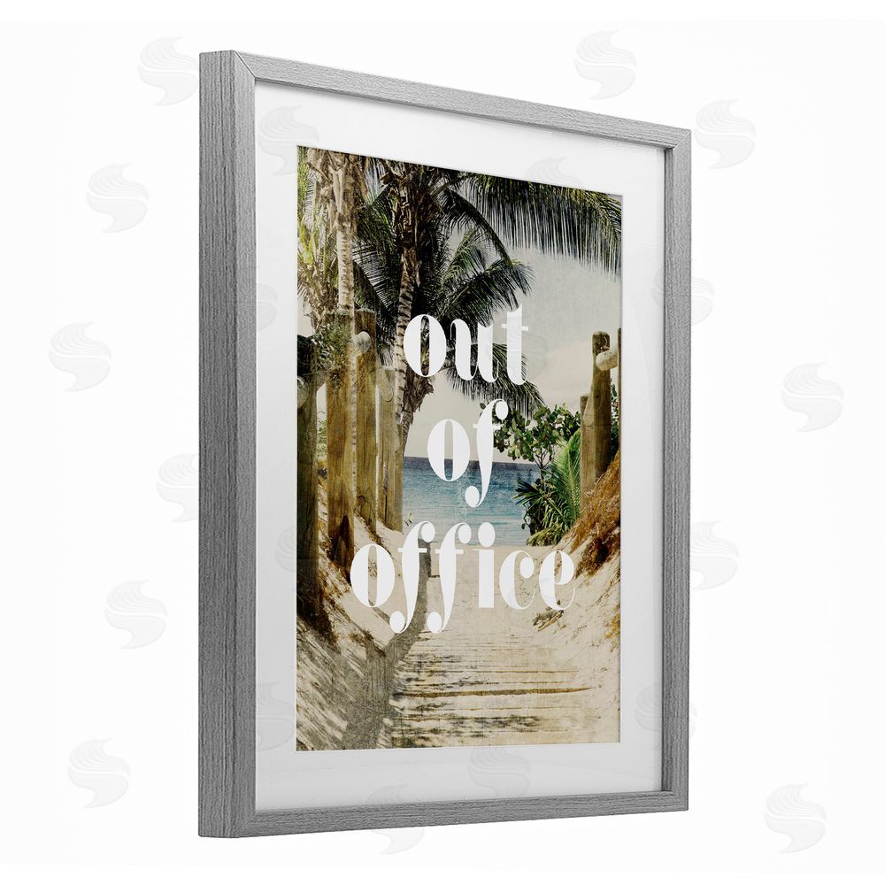 Stupell Studio Out of Office Beach Path Gray Framed Print Under Glass Wall Art