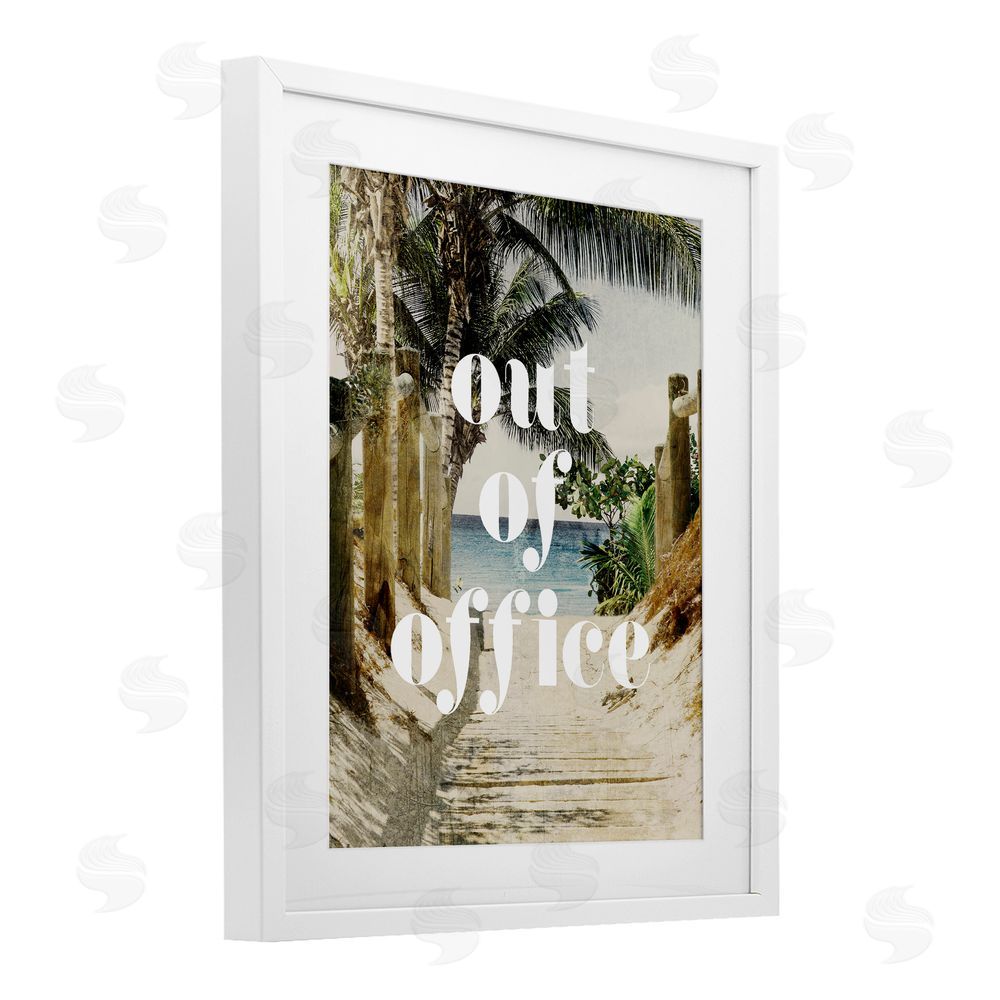 Stupell Studio Out of Office Beach Path White Framed Print Under Glass Wall Art
