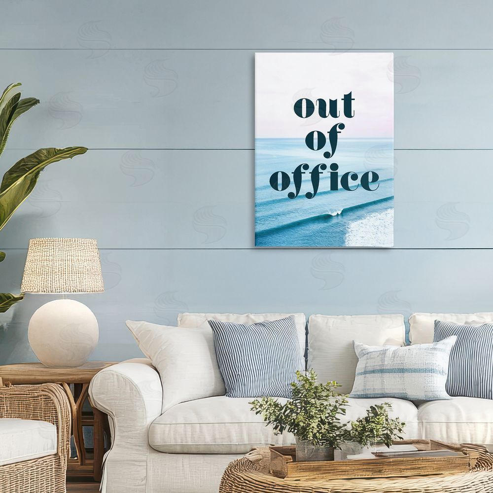 Stupell Studio Out of Office Ocean Waves Stretched Canvas Wall Art Print in Room