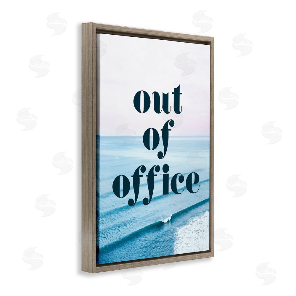 Stupell Studio Out of Office Ocean Waves Brown Floating Frame Canvas Wall Art Print