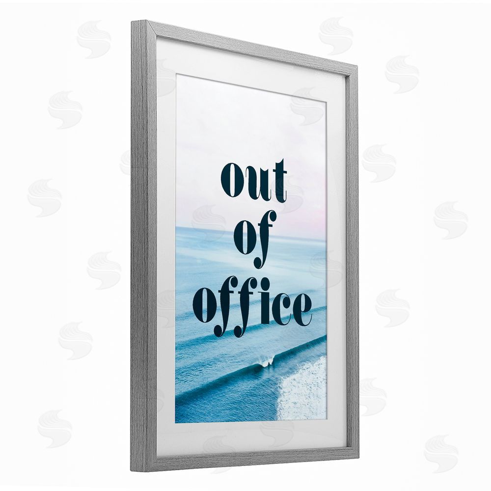 Stupell Studio Out of Office Ocean Waves Gray Framed Print Under Glass Wall Art