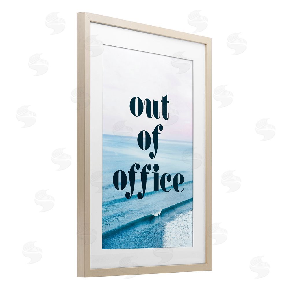 Stupell Studio Out of Office Ocean Waves Brown Framed Print Under Glass Wall Art