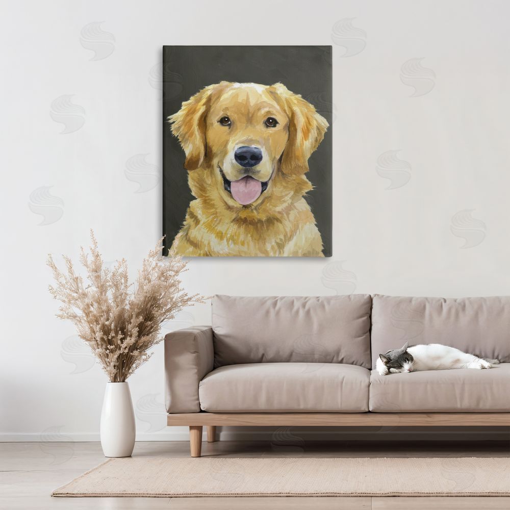 Daphne Polselli Joyful Golden Retriever Portrait Stretched Canvas Wall Art in Room