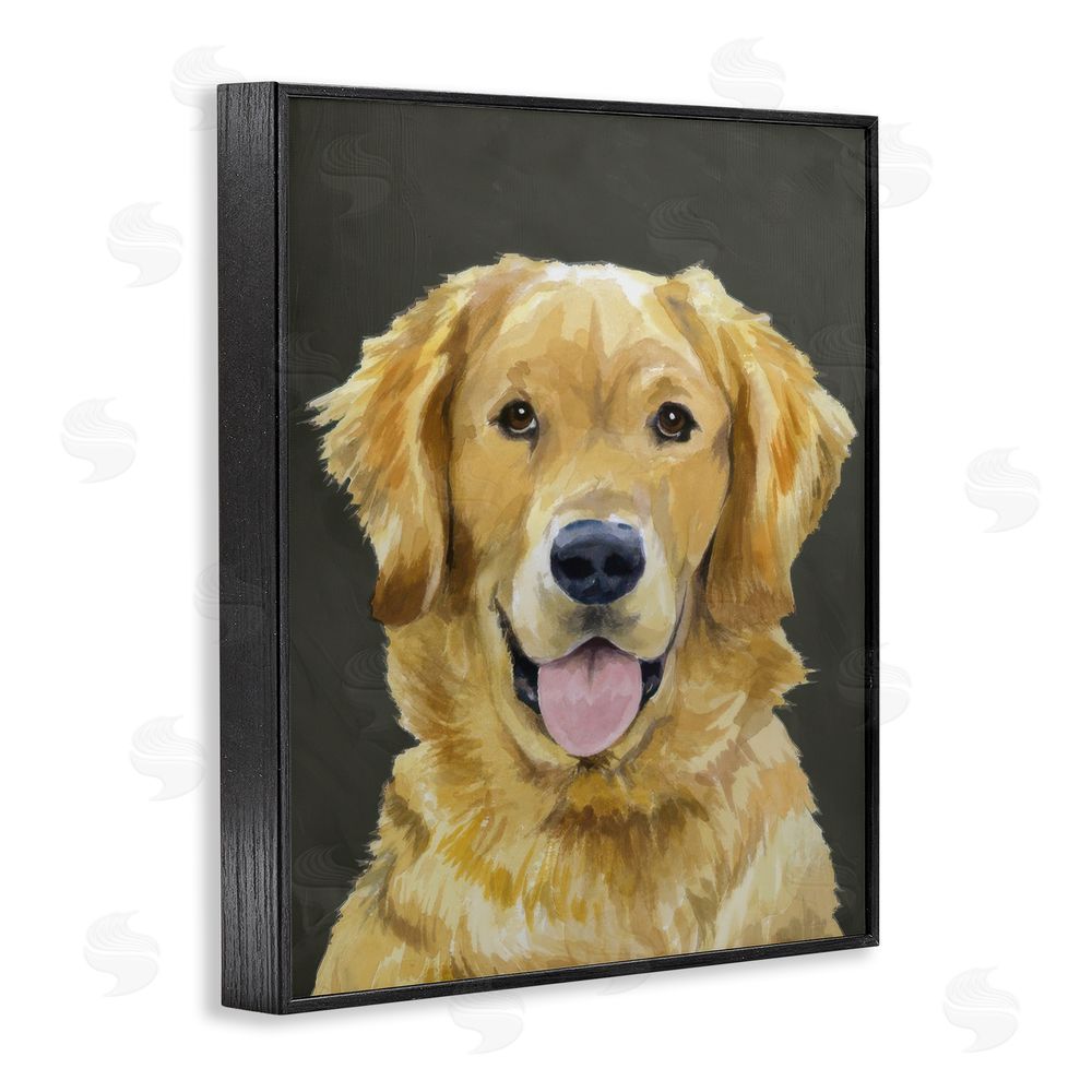 Daphne Polselli Joyful Golden Retriever Portrait Black Framed Giclee Wall Art