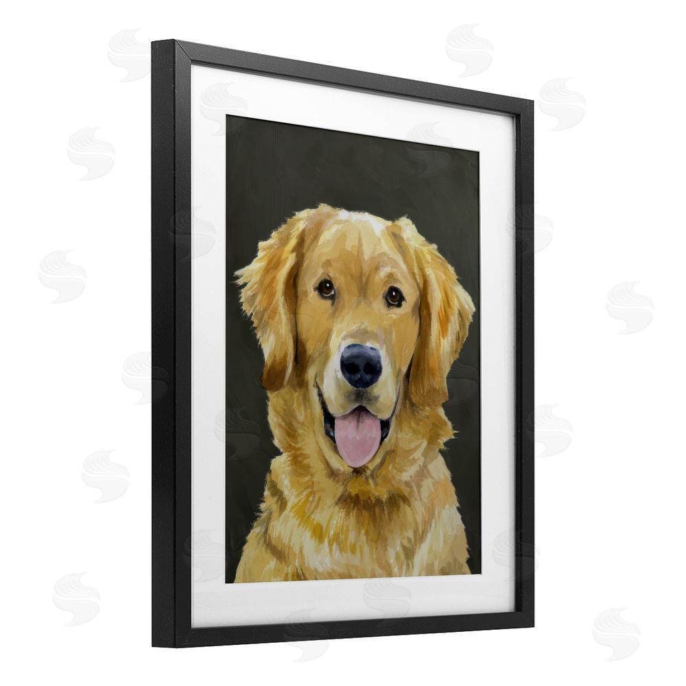 Daphne Polselli Joyful Golden Retriever Portrait Black Framed Print Under Glass Wall Art