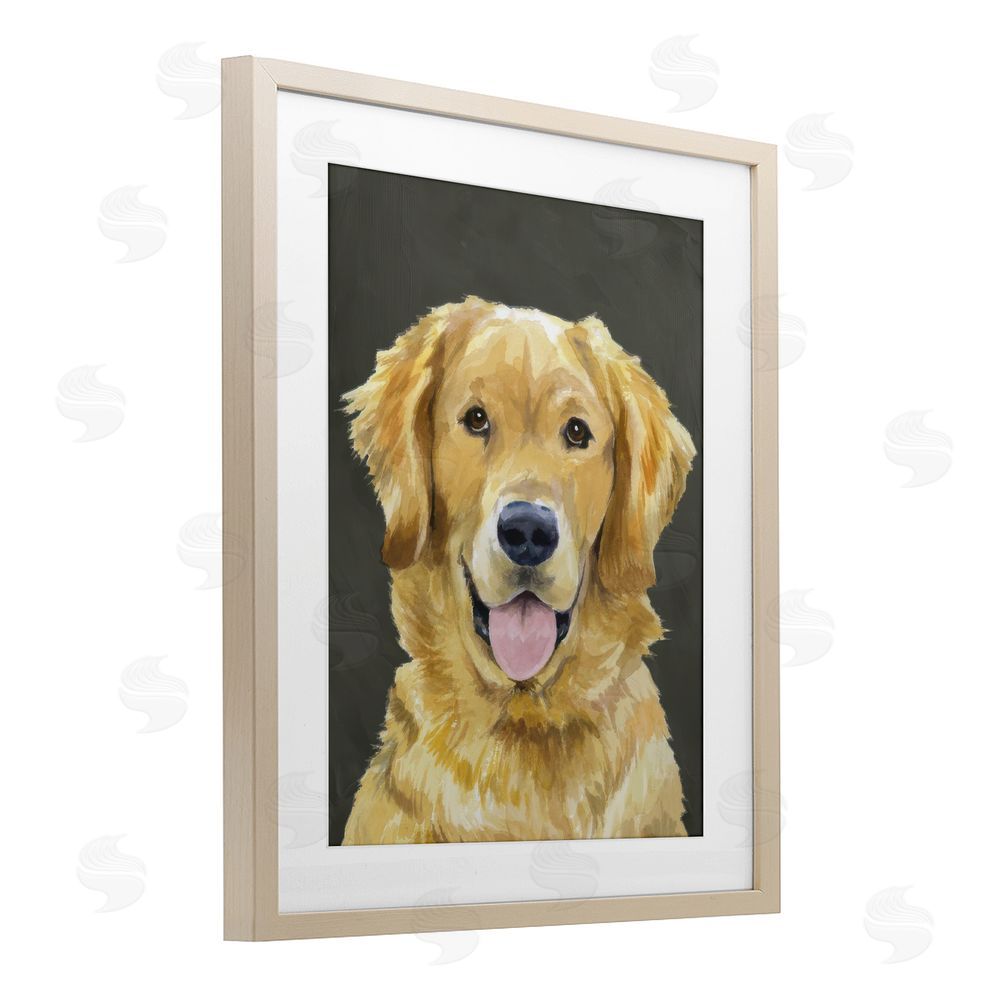 Daphne Polselli Joyful Golden Retriever Portrait Brown Framed Print Under Glass Wall Art