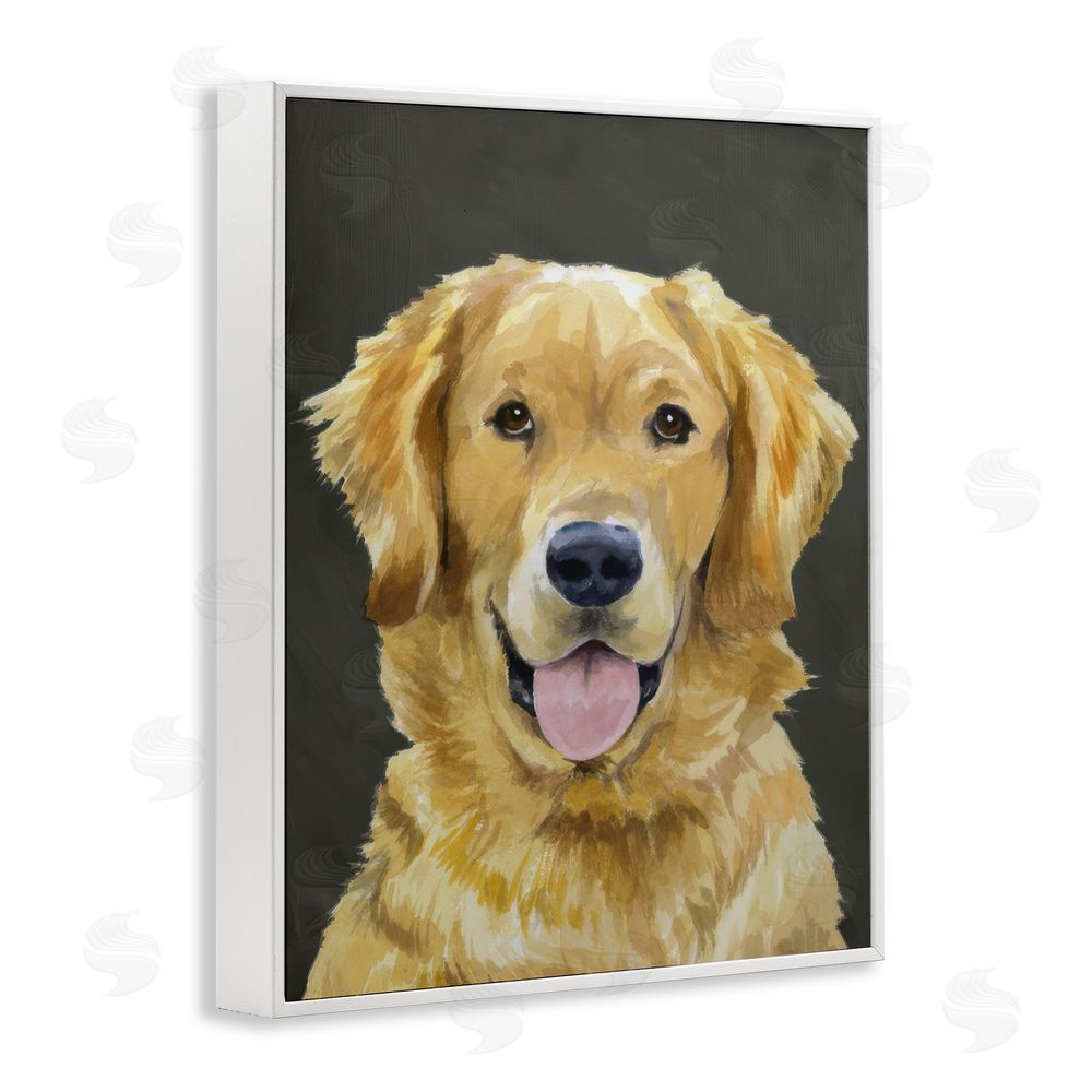 Daphne Polselli Joyful Golden Retriever Portrait White Framed Giclee Wall Art