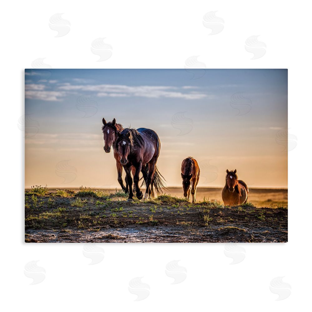 Tim West Horses Coming Home Stretched Canvas Wall Art Print