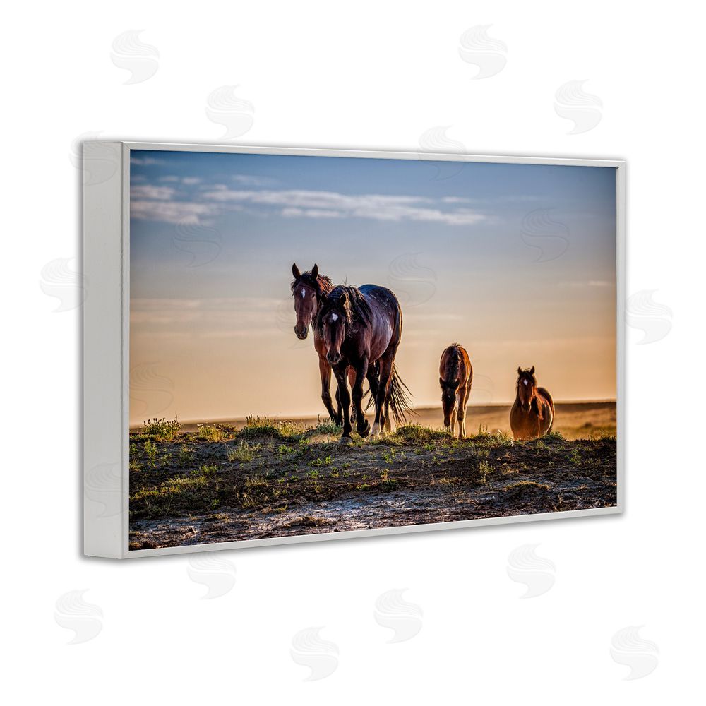 Tim West Horses Coming Home White Framed Giclee Wall Art Print