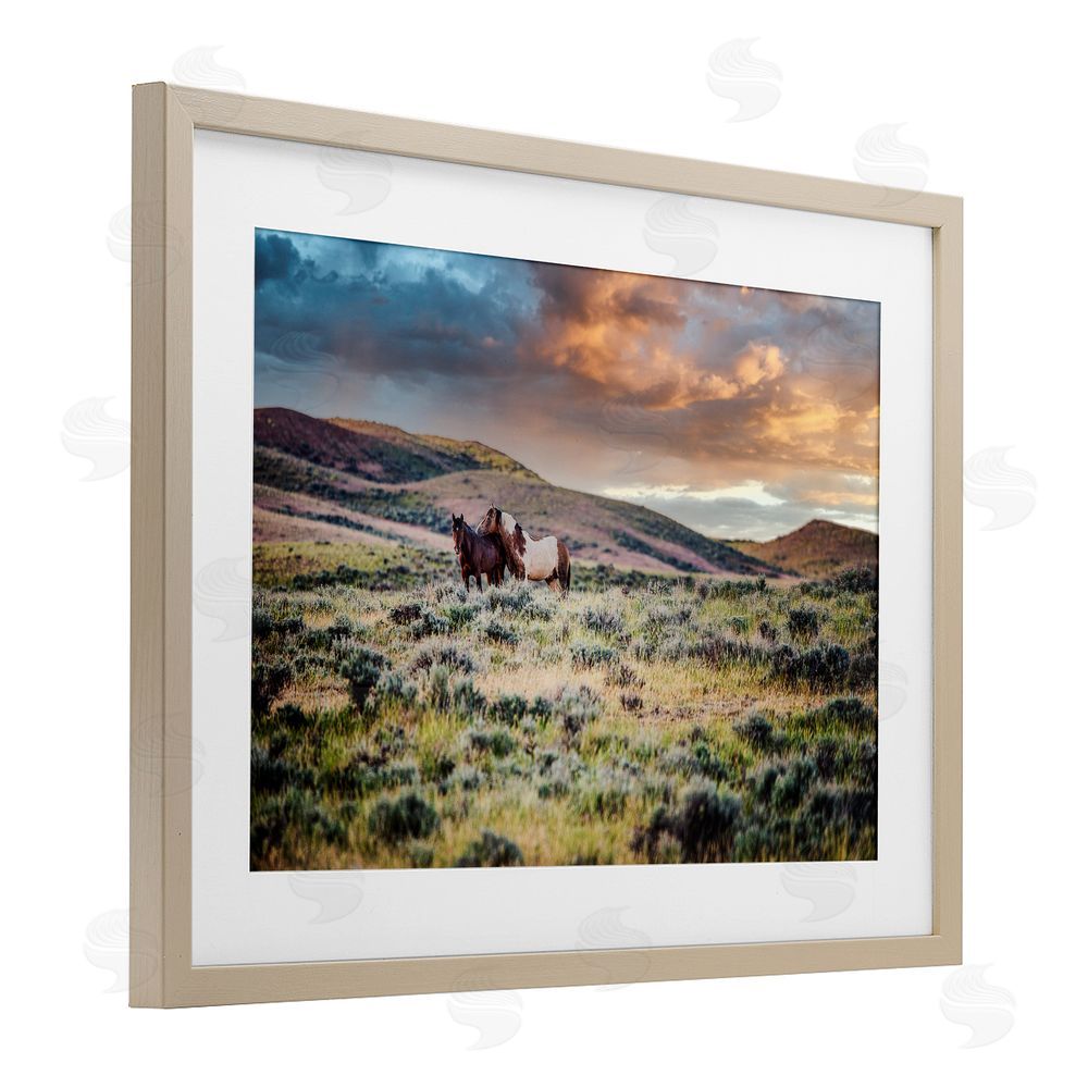 Tim West Stay Close Horses Brown Framed Print Under Glass Wall Art
