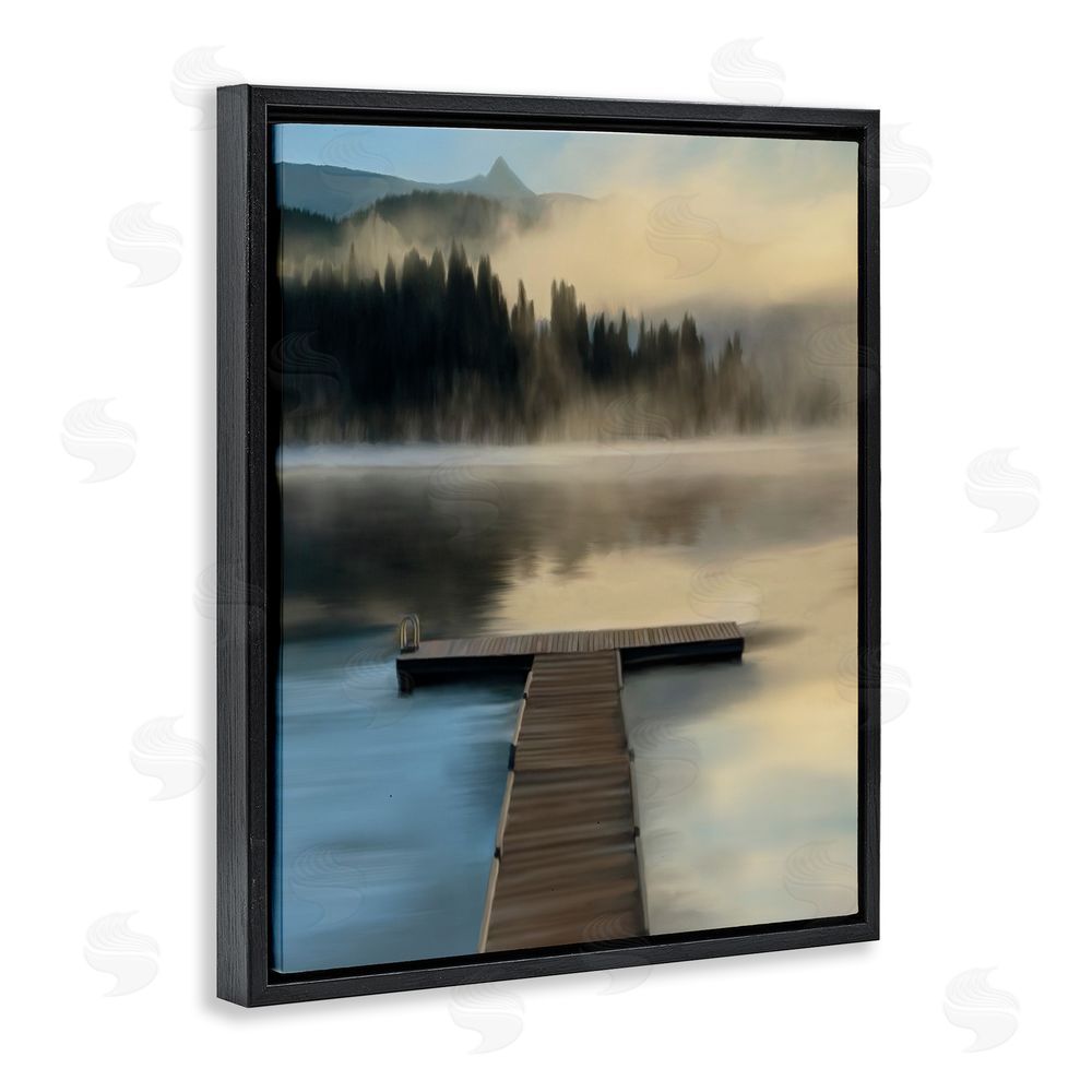 Renel Peters Reflective Lake At Dusk Black Floating Frame Canvas Wall Art Print
