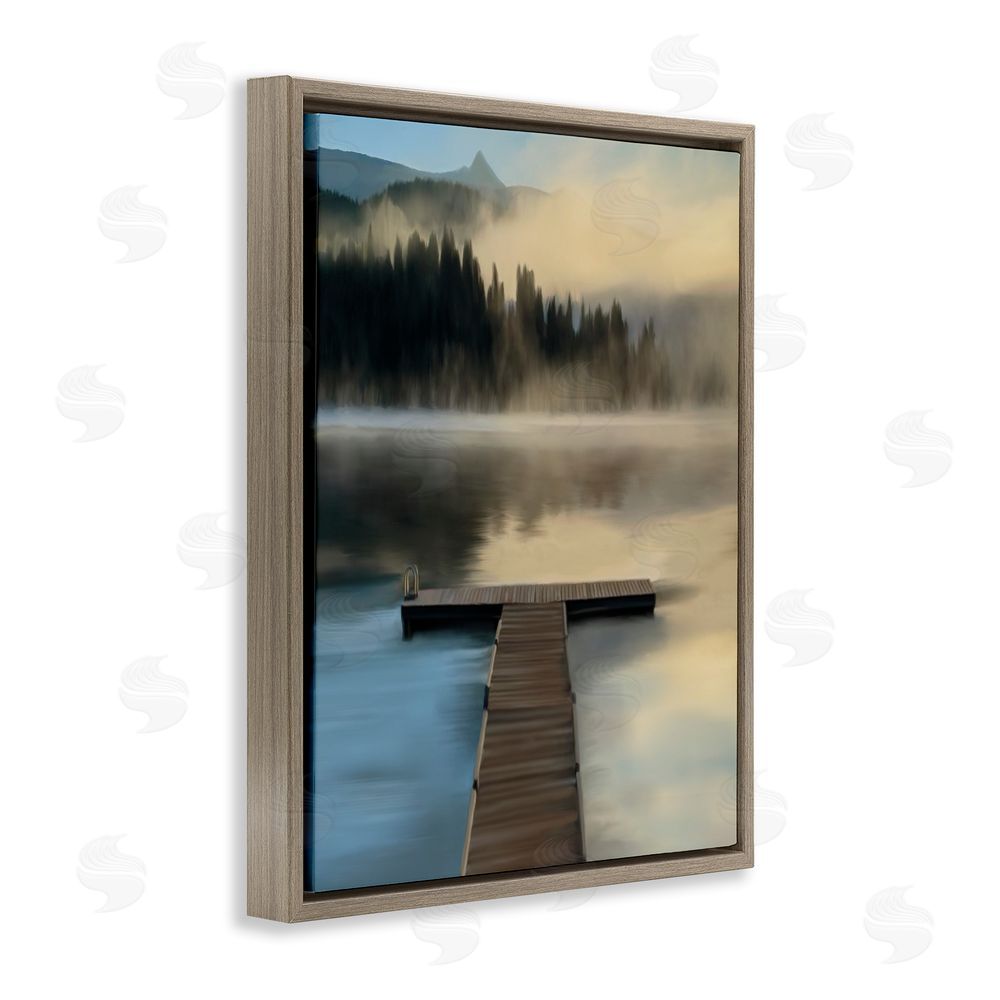 Renel Peters Reflective Lake At Dusk Brown Floating Frame Canvas Wall Art Print