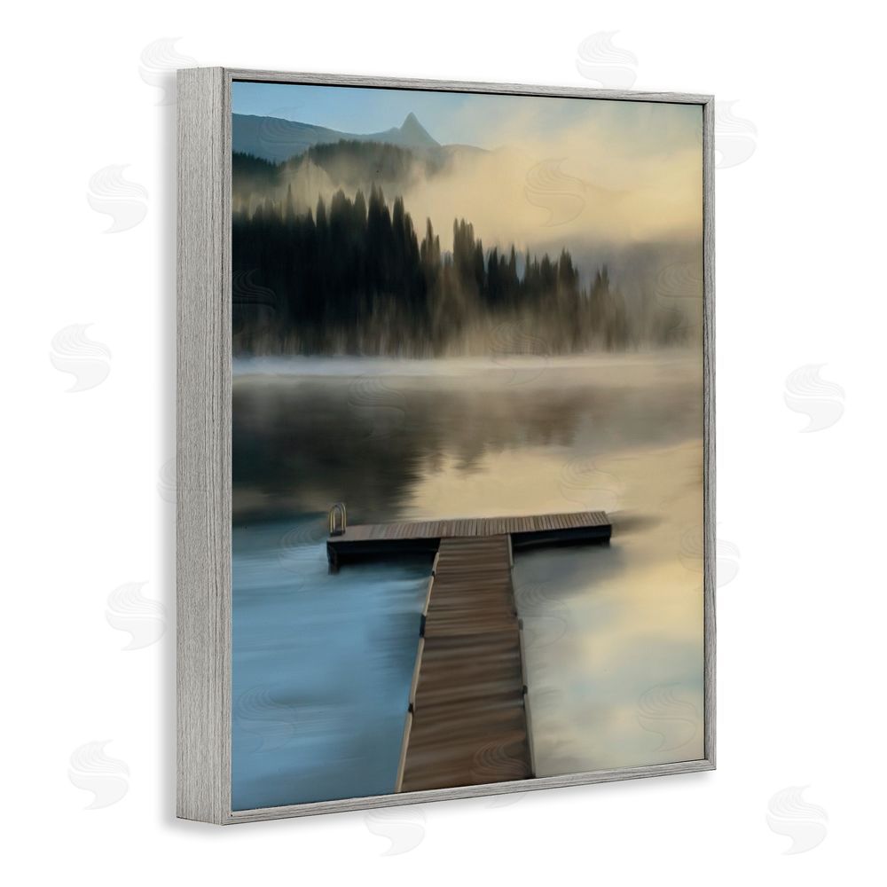 Renel Peters Reflective Lake At Dusk Gray Framed Giclee Wall Art Print
