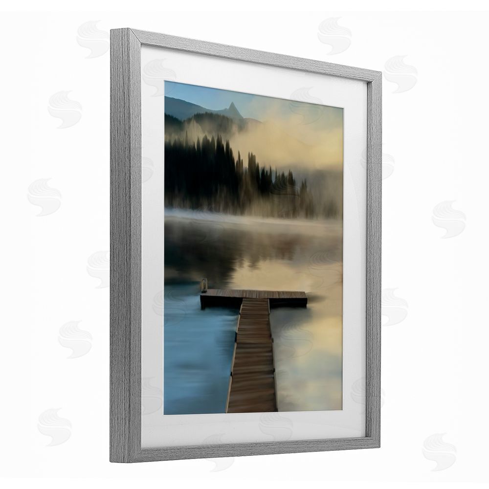 Renel Peters Reflective Lake At Dusk Gray Framed Print Under Glass Wall Art