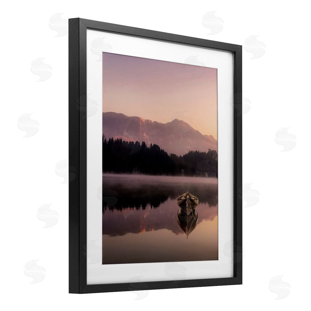 Marcus Prime Tranquil Lake Sunsets Black Framed Print Under Glass Wall Art