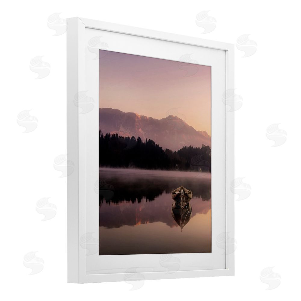 Marcus Prime Tranquil Lake Sunsets White Framed Print Under Glass Wall Art