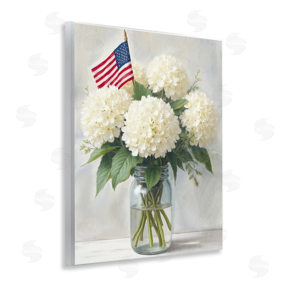 Kim Allen Festive Patriotic Hydrangea Wooden Wall Plaque Art Print