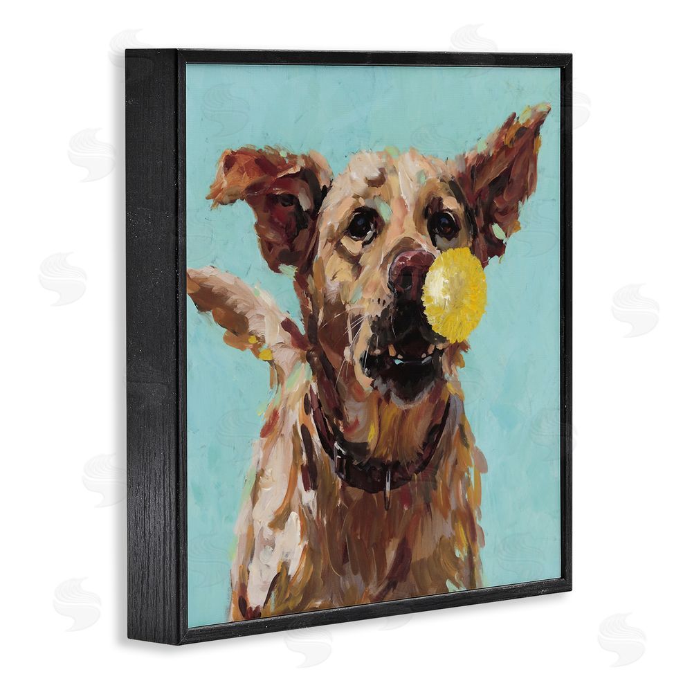 Studio Bautista Dog Playing with Ball Black Framed Giclee Print Wall Art