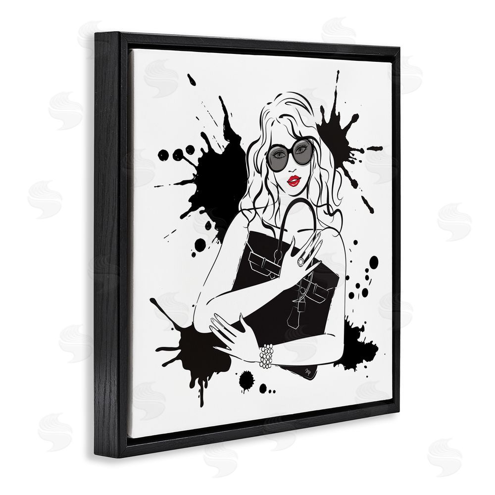 Martina Pavlova Black Bag Elegance & Glamour Black Floating Frame Stretched Canvas Wall Art Print