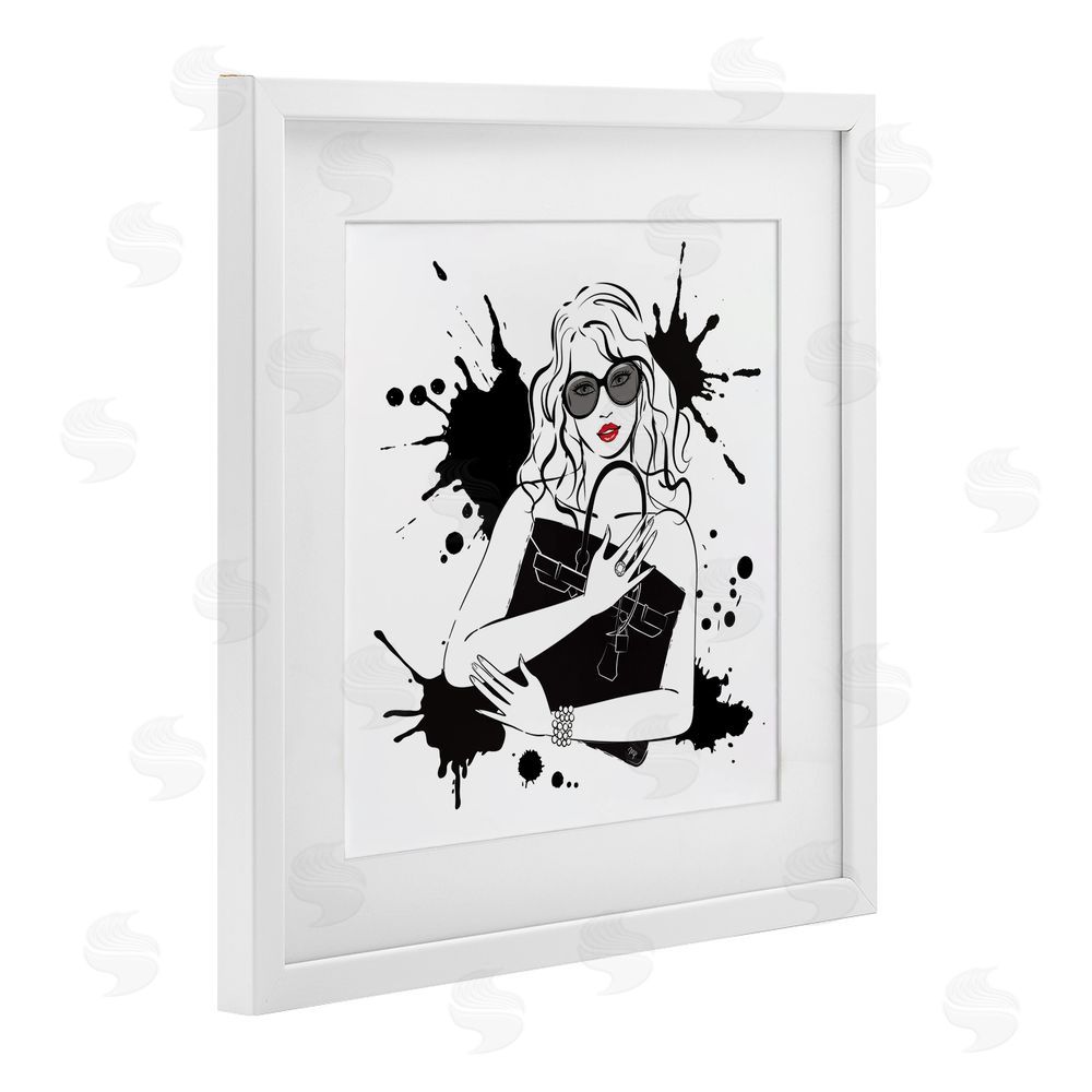 Martina Pavlova Black Bag Elegance & Glamour White Framed Print Under Glass with Matting Wall Art