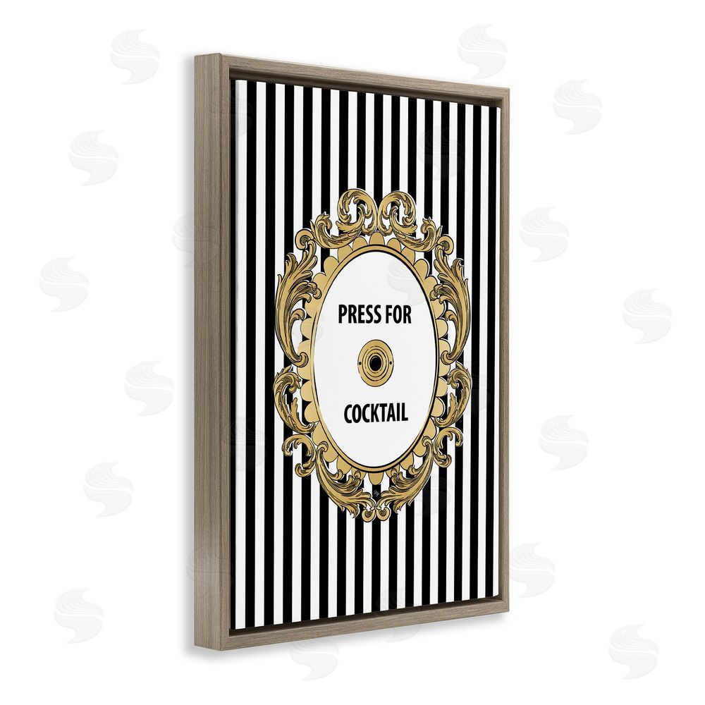 Martina Pavlova Press For Cocktail Celebration Brown Floating Framed Canvas Wall Art
