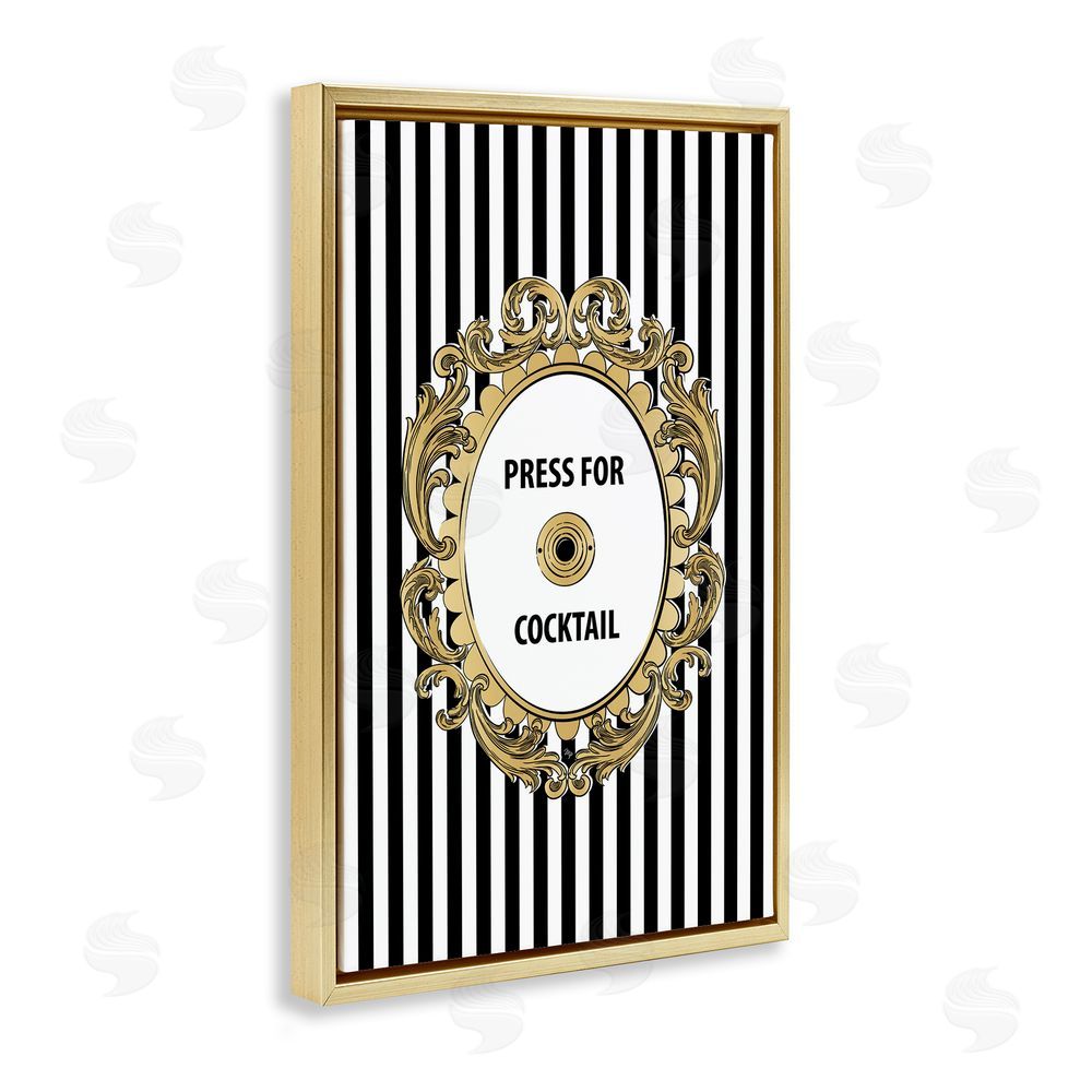 Martina Pavlova Press For Cocktail Celebration Gold Floating Framed Canvas Wall Art
