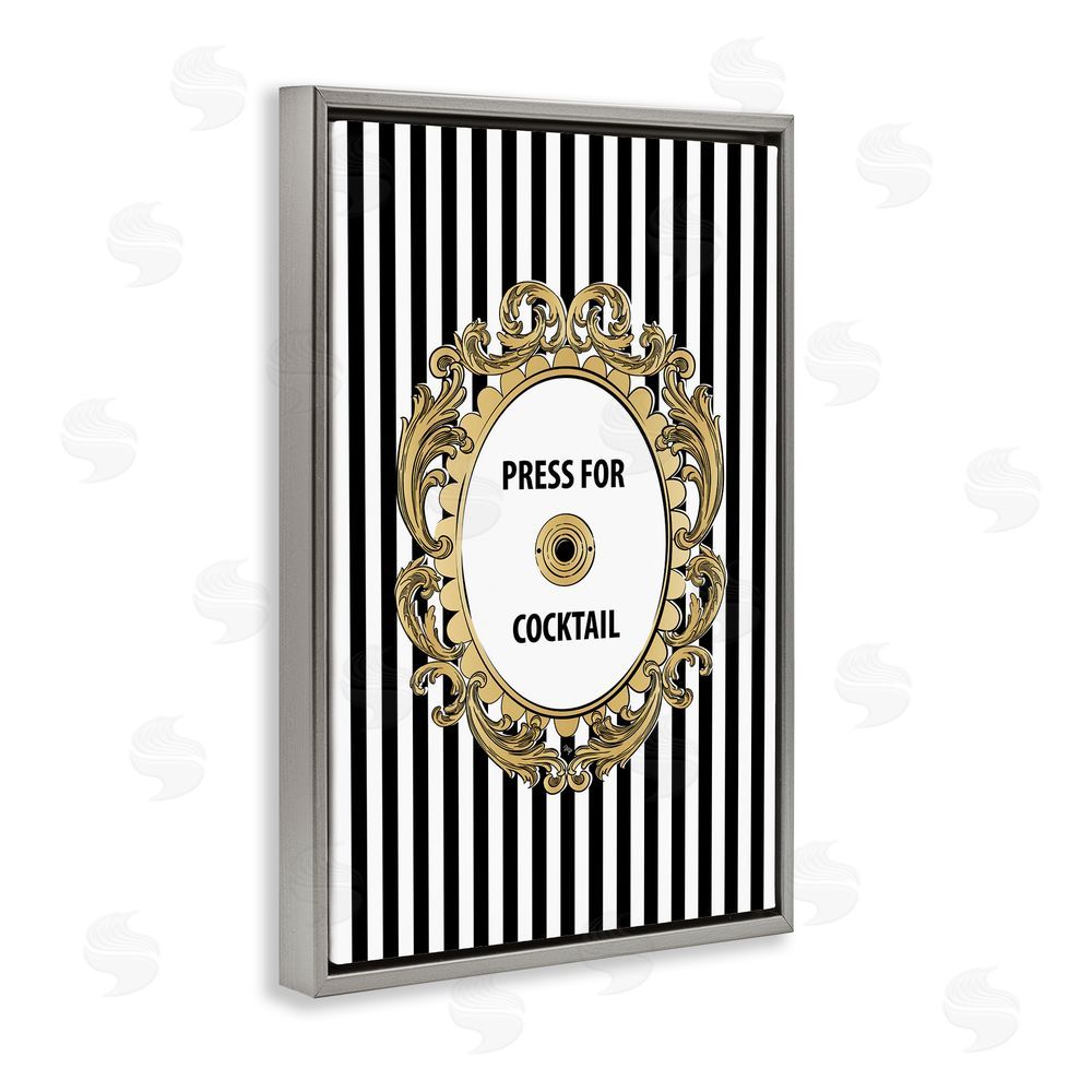 Martina Pavlova Press For Cocktail Celebration Gray Floating Framed Canvas Wall Art