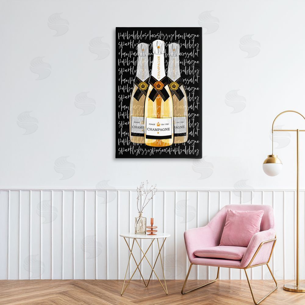 Martina Pavlova Triple Champagne Bottle Love Stretched Canvas on Wall