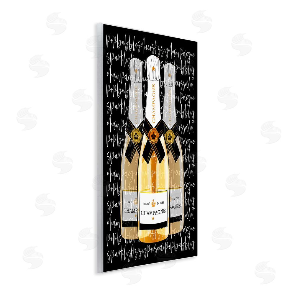 Martina Pavlova Triple Champagne Bottle Love Wall Plaque Printed Art